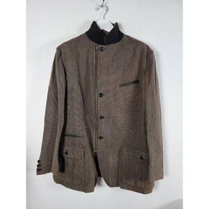 Peruvian Connection Men's Brown/Black Textured Blazer Size 44 Career Zip Front